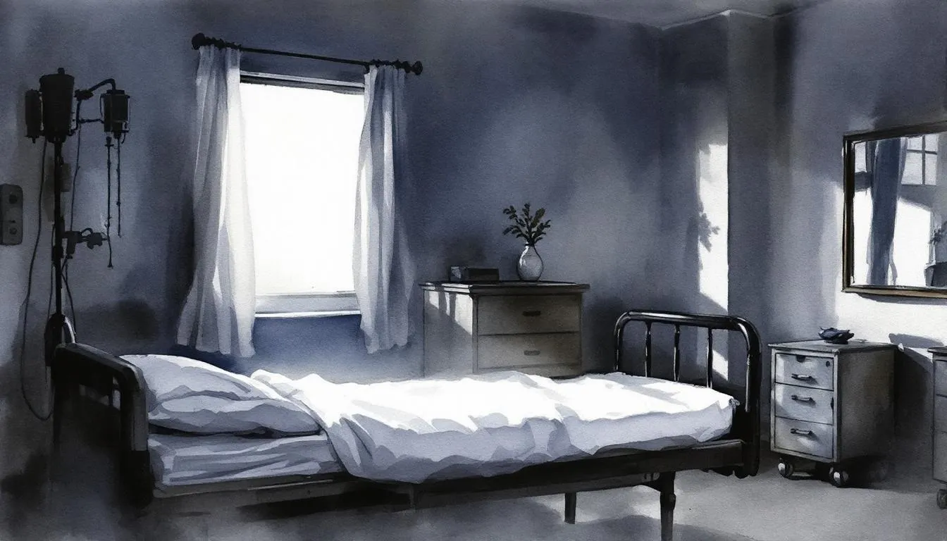 Ein Krankenhauszimmer mit einem leeren Bett, das die Trauer nach einem Todesfall symbolisiert.