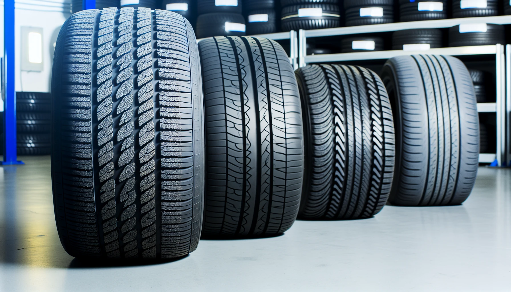 Car tyres with different tread patterns