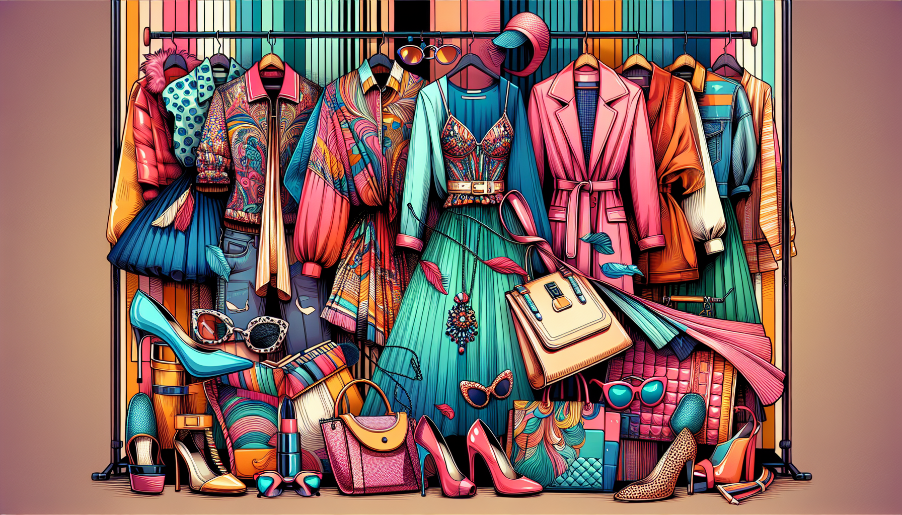 An illustration showcasing various new arrivals in fashion.