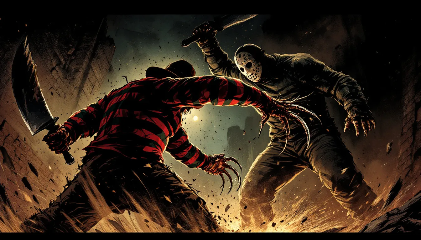 A scale action figure of Freddy vs Jason with articulated joints.