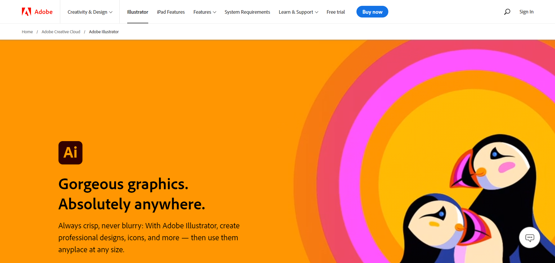 Adobe Illustrator main page
