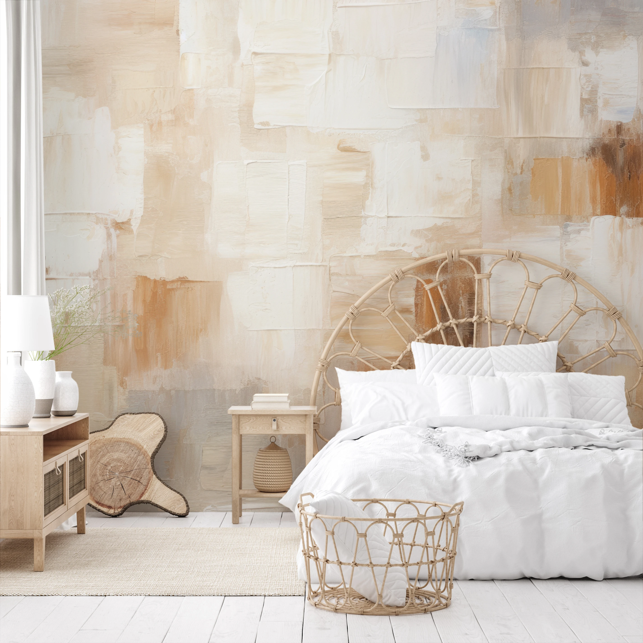 "Contemporary Beige" is a photo wallpaper with subtle, geometric forms in a palette of warm shades of beige, cream and brown, which give the interior a contemporary look. This is a perfect proposition for interiors looking for harmony between modernity and comfort.