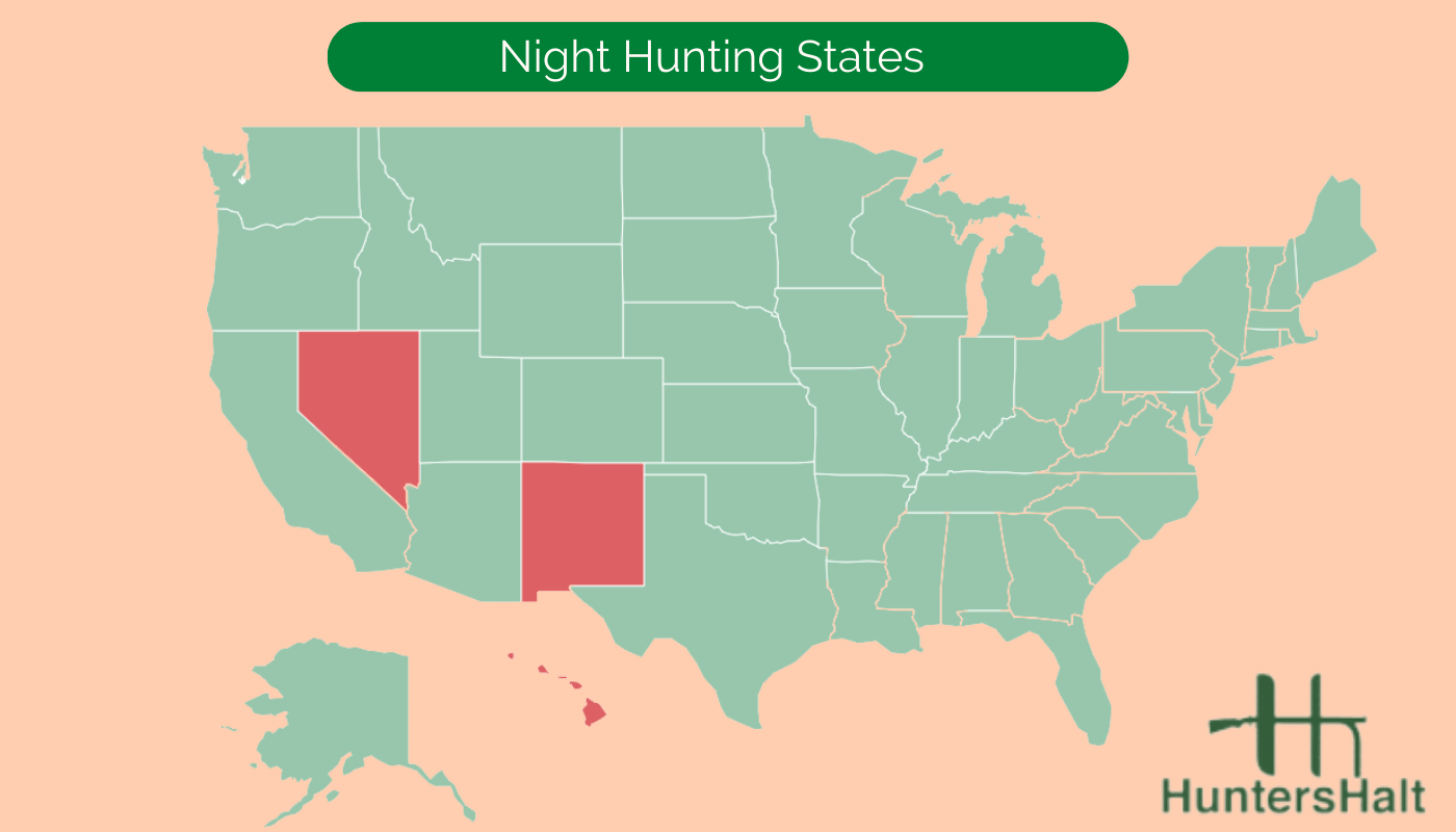 map of the united states which allow night hunting