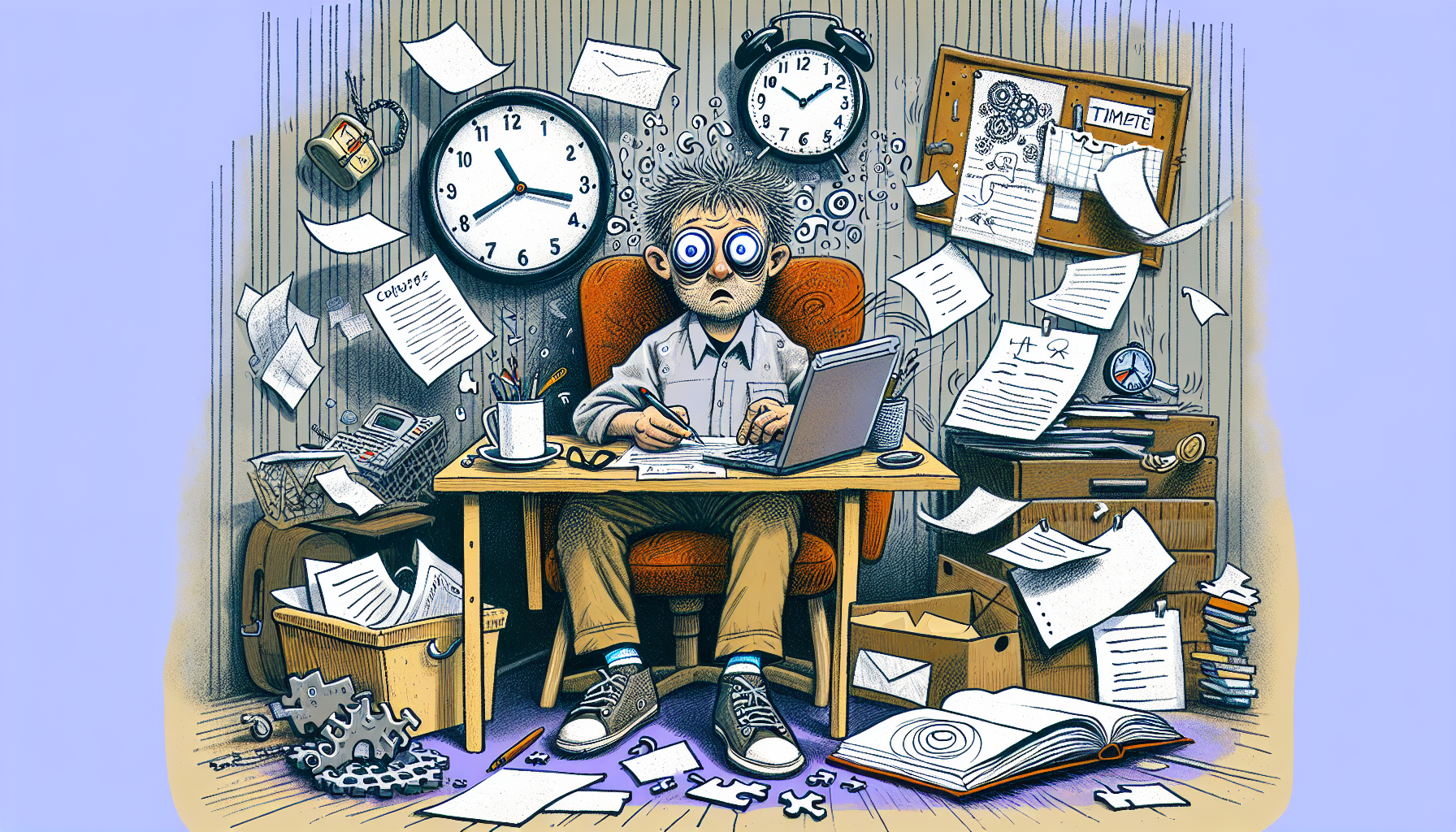 Ilustracja przedstawiająca objawy ADHD u dorosłych.
