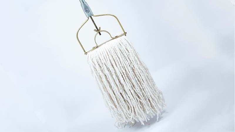 White cotton string mop with stirrup handle