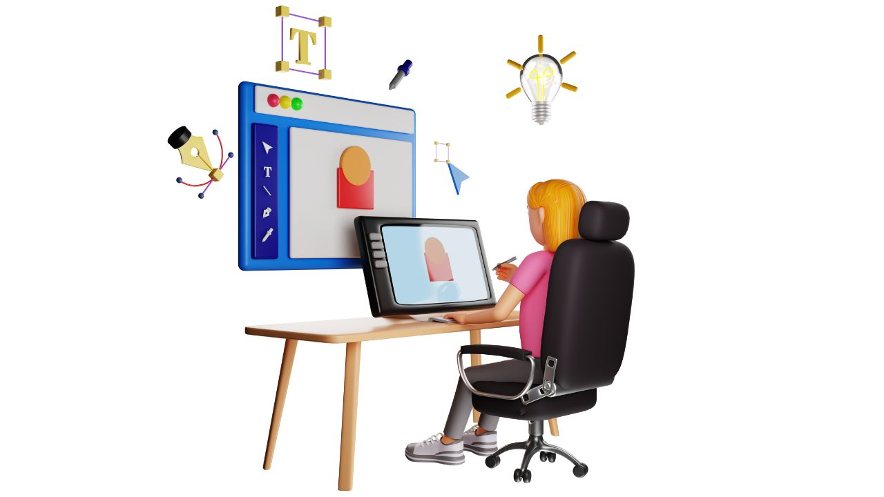 A graphic designer using Inkscape to create vector graphics