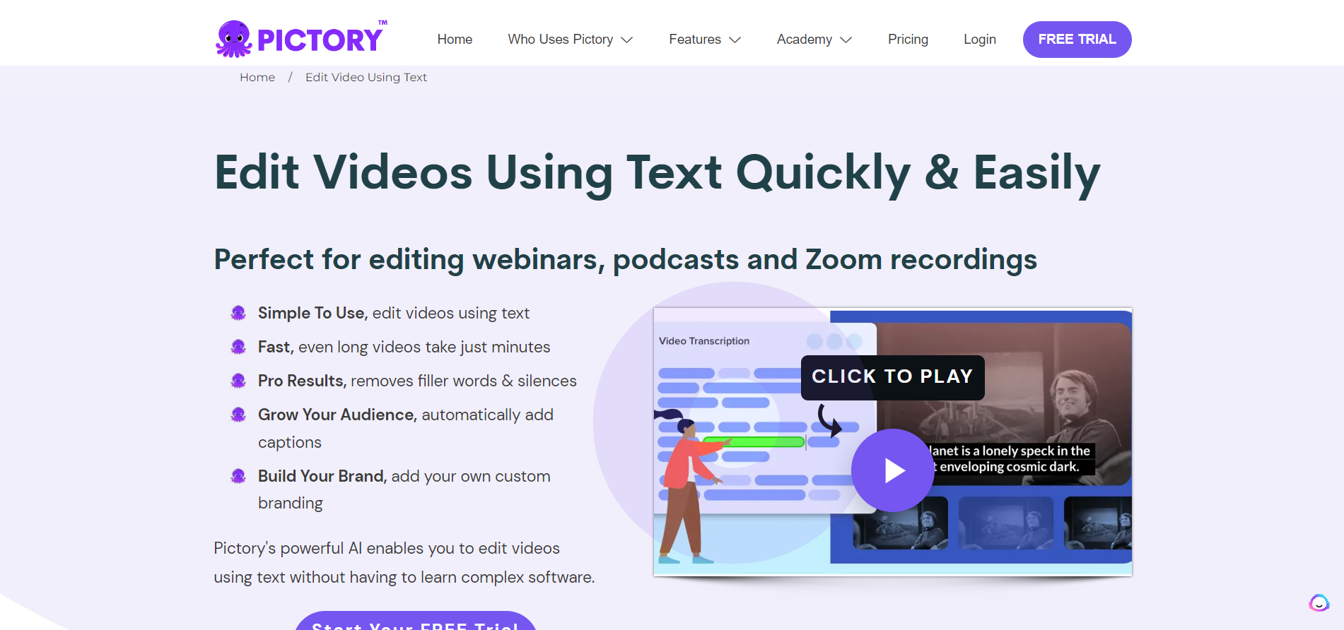 Pictory.ai - edit videos using text