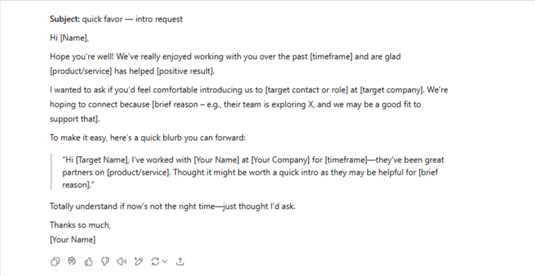 Referral request email example