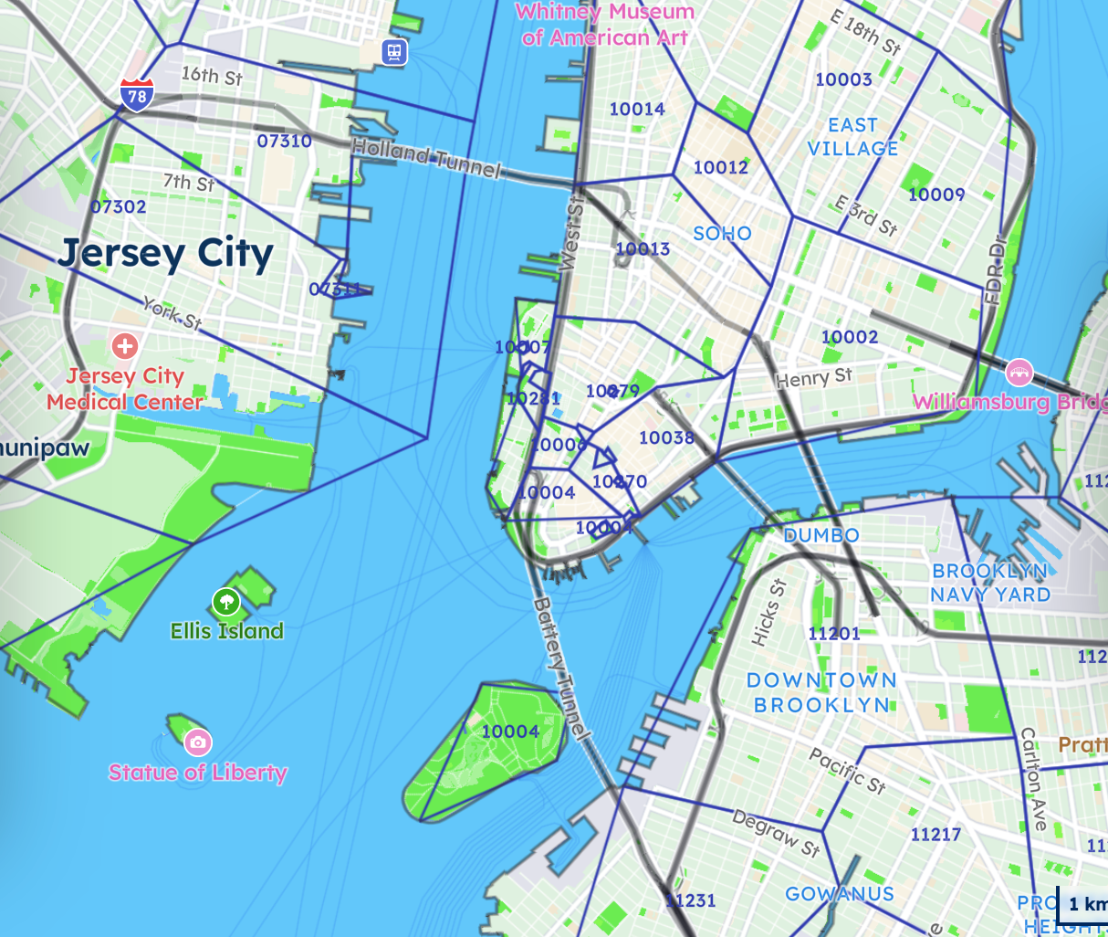 Determine the exact location of shipping zones by using boundaries data