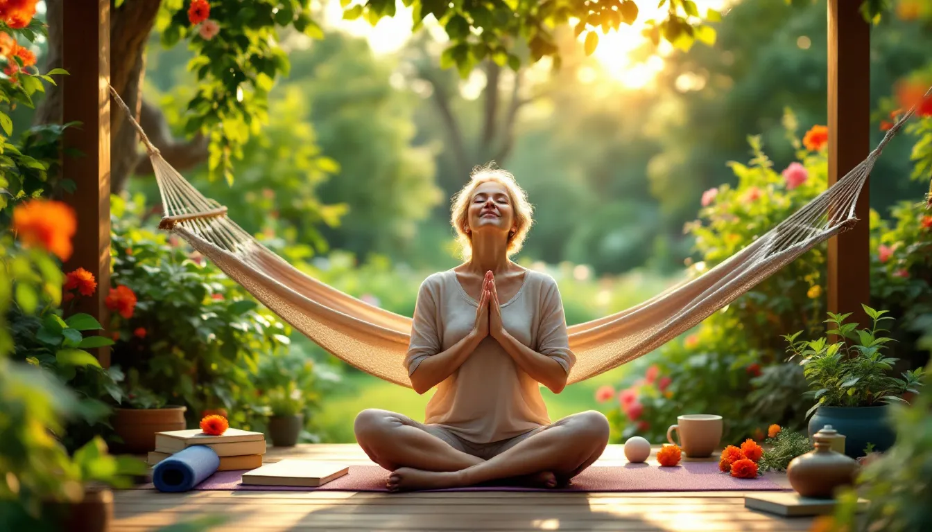 A serene scene depicting mindfulness and mental well-being, essential for healthy aging.