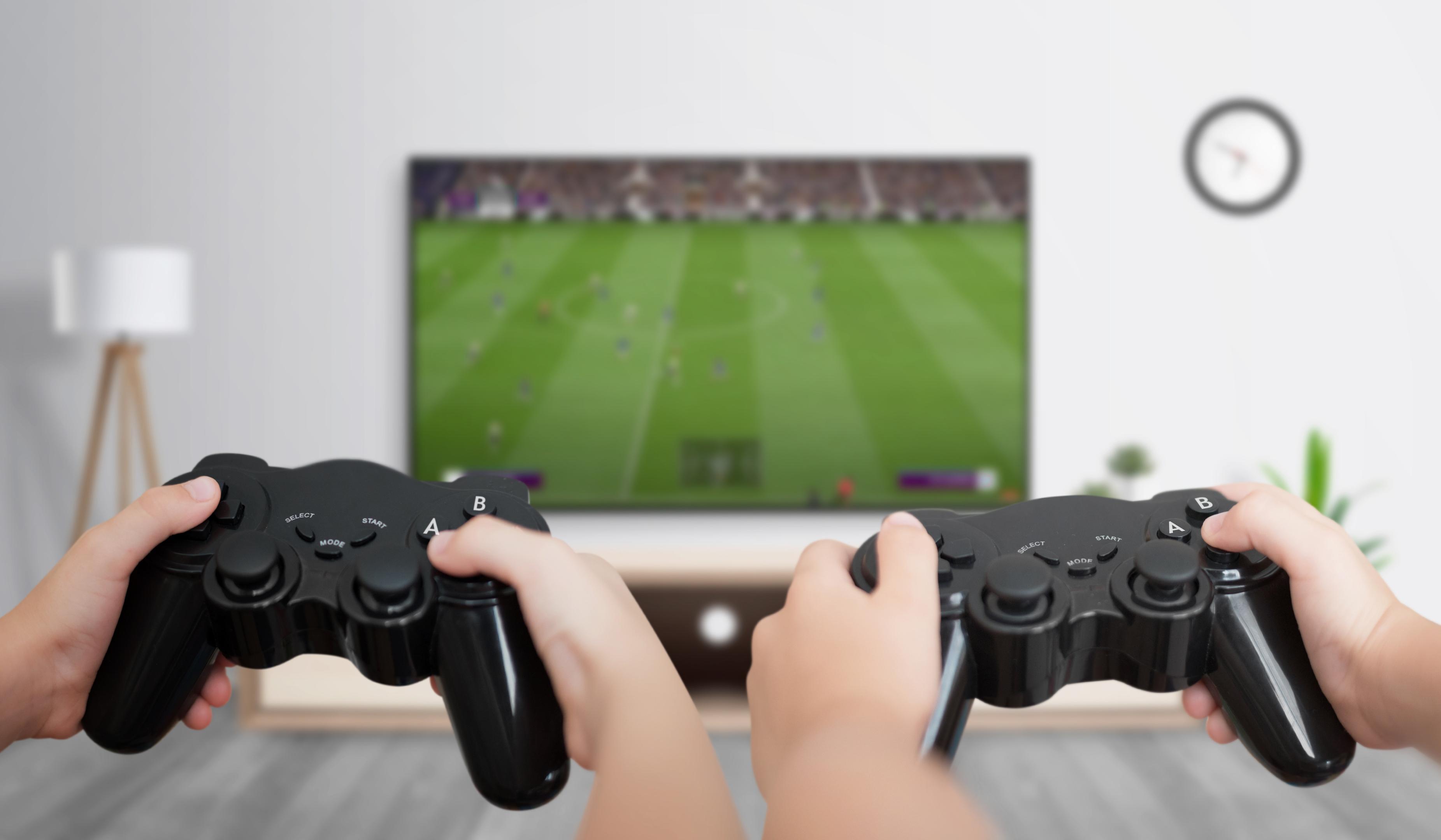 home entertainment system playing games on the TV