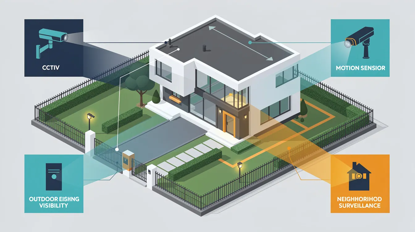 A modern home featuring integrated security technology like CCTV.