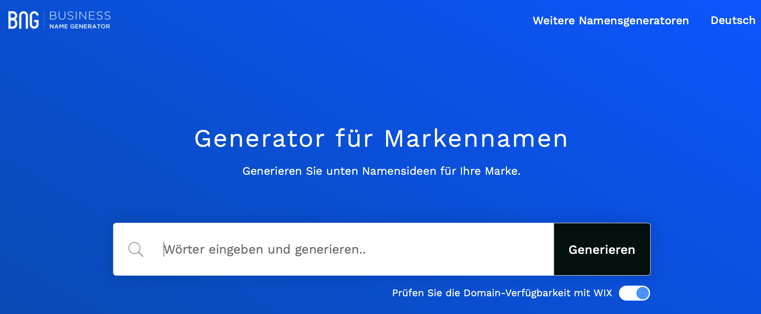 business name generator Startseite, Beispiel markenname generator