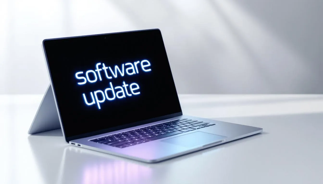 Ein Laptop zeigt ein Software-Update an.