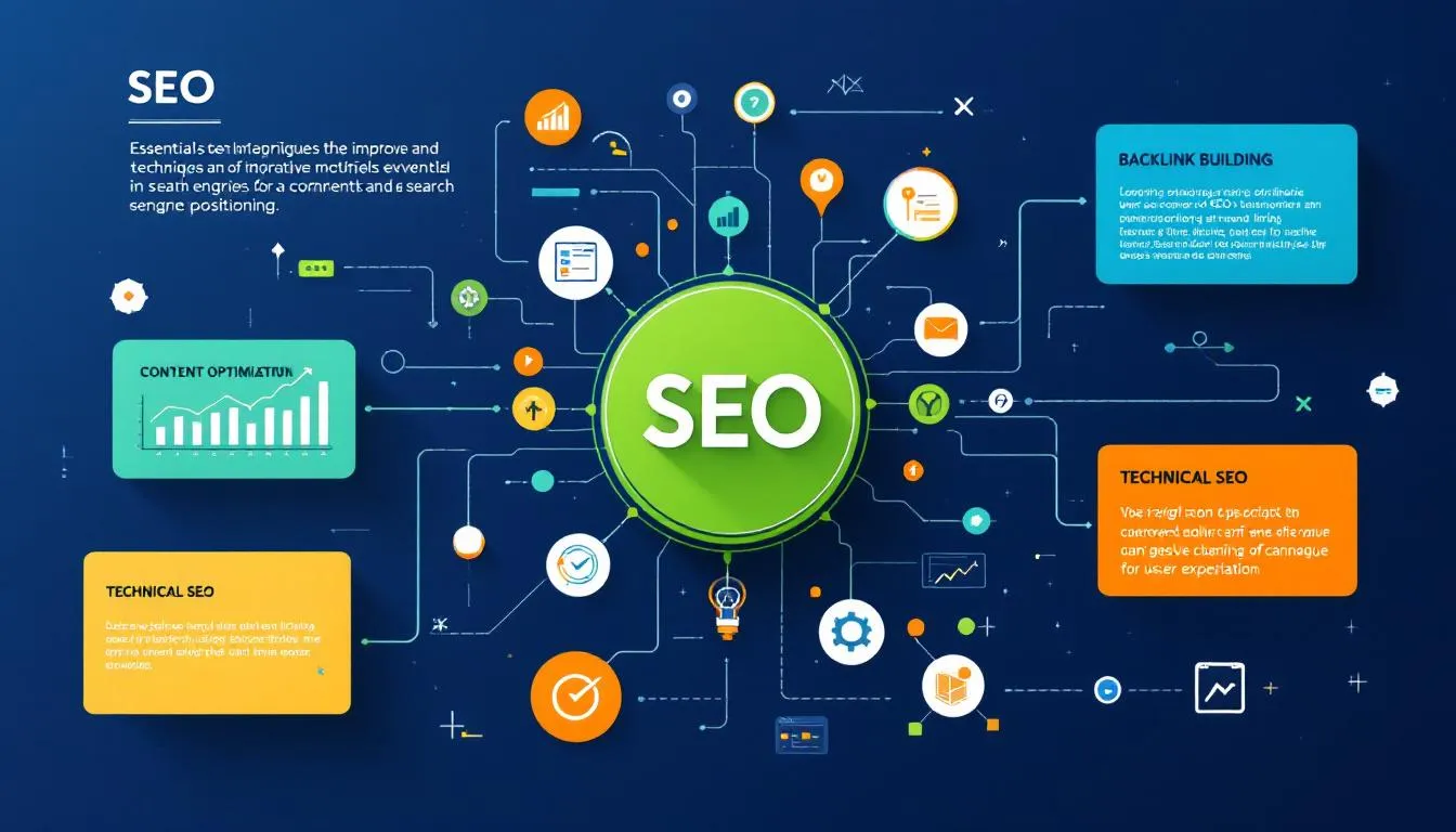 A diagram showcasing essential techniques for improving search engine positioning.