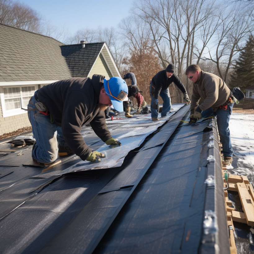 A roof with asphalt shingles and ice and water shield