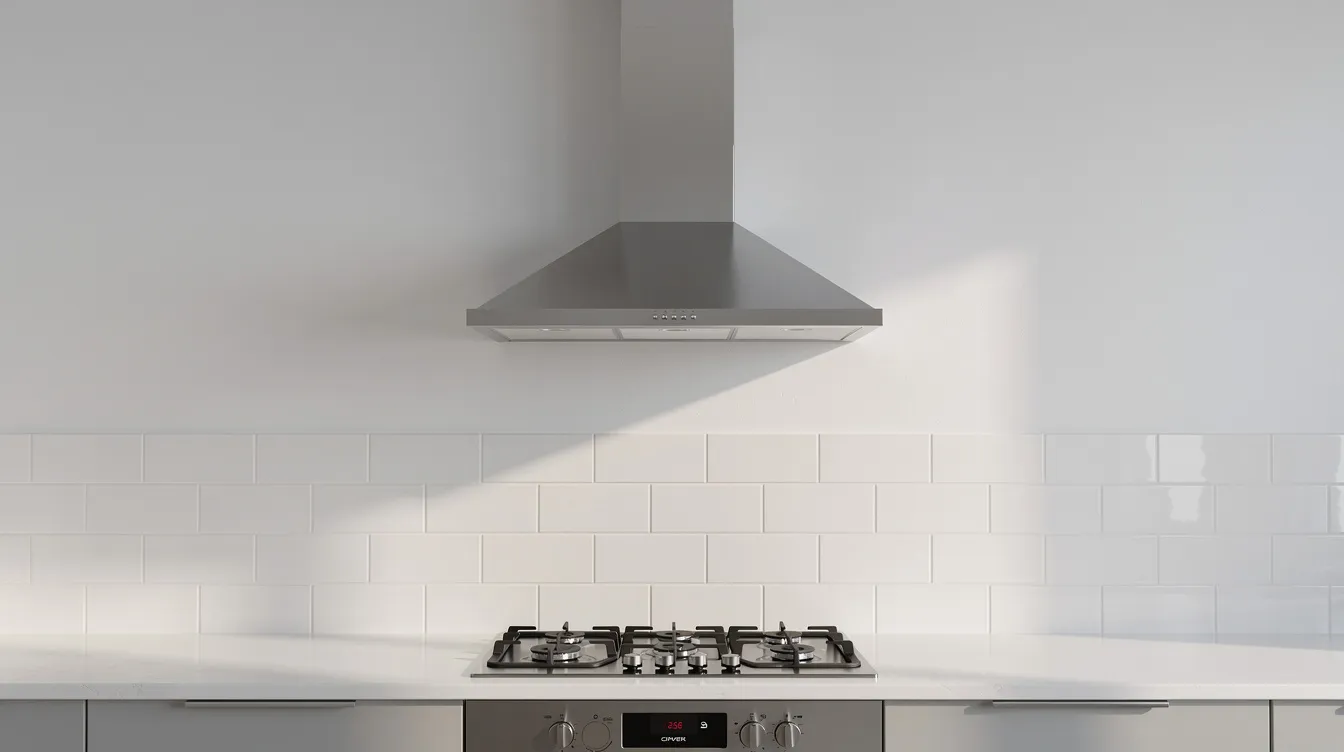 La imagen muestra una campana extractora de acero inoxidable en una cocina industrial, donde se han eliminado las letras visibles en su superficie. Este equipo es esencial para garantizar la ventilación y la higiene en el área de cocción, contribuyendo al diseño funcional de la cocina profesional.