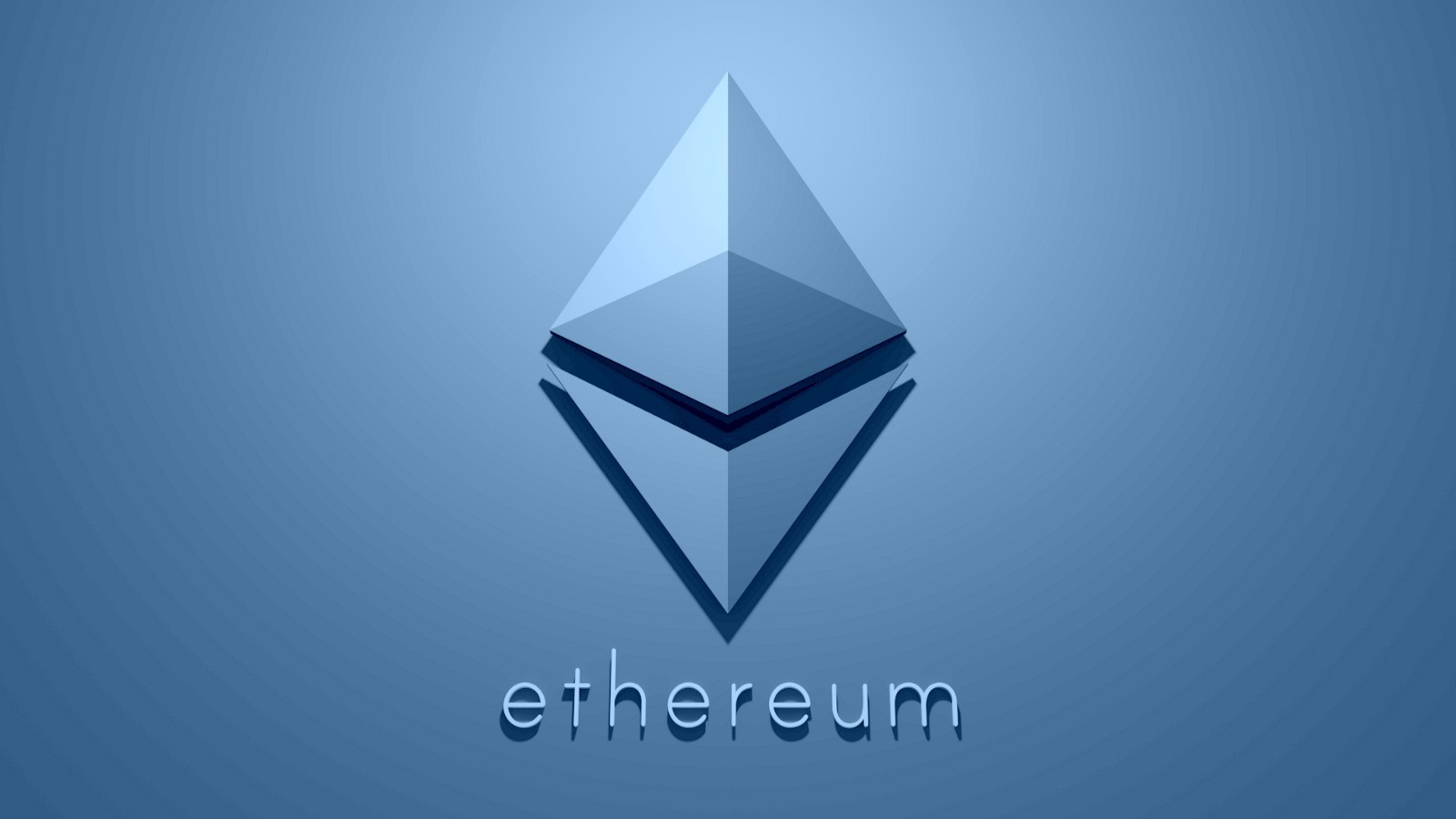 Graphic illustration of an Ethereum logo.