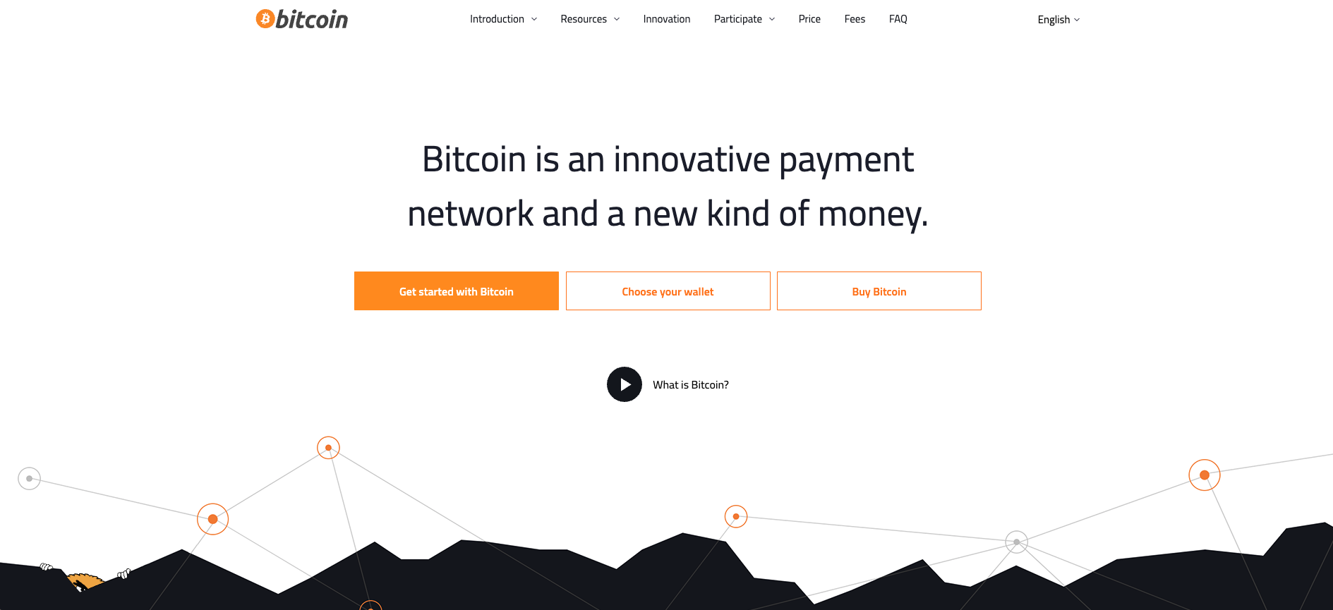 Official Bitcoin website explaining the Bitcoin payment network, cryptocurrency wallets and digital transactions.