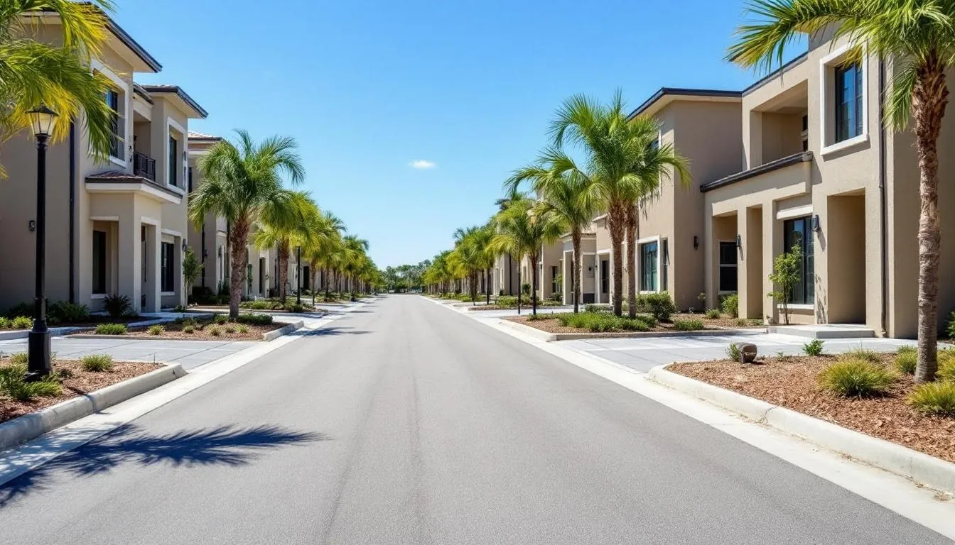 Clean and polished newly built construction site in Naples, Florida, showcasing the results of professional post construction cleaning services. The space is free of dust and debris, highlighting the expertise and specialized equipment used to transform the area into a fresh start for clients.