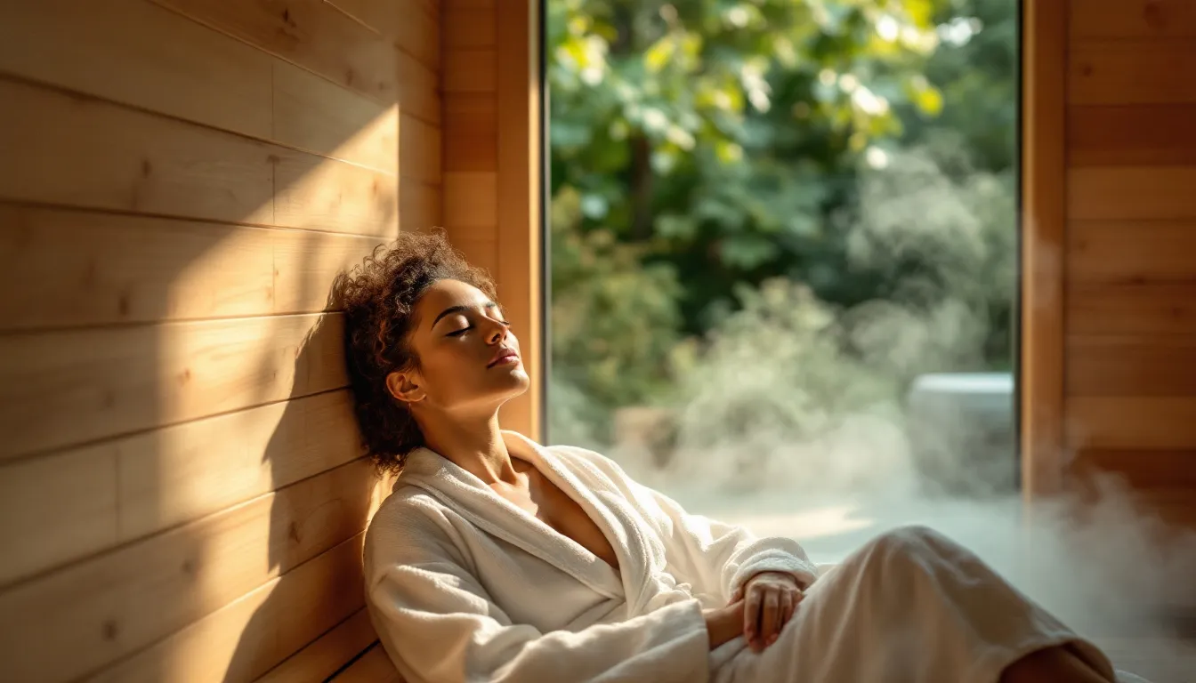 A person incorporating a sauna session into their daily wellness routine.