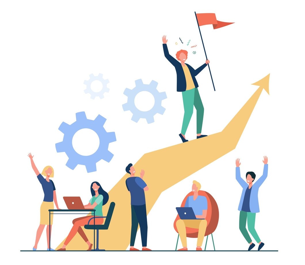 Business leader standing on arrow. Source: https://www.freepik.com/free-vector/business-leader-standing-arrow-holding-flag-flat-vector-illustration-cartoon-people-training-doing-business-plan-leadership-victory-challenge-concept_10606192.htm#fromView=search&page=1&position=10&uuid=3e7810ee-00e9-4ada-b41a-b0e9516a3675