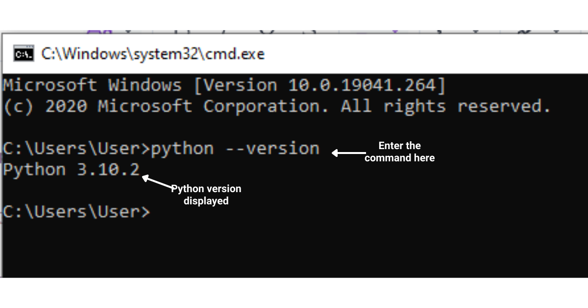 Command Line Prompt for displaying the Python version