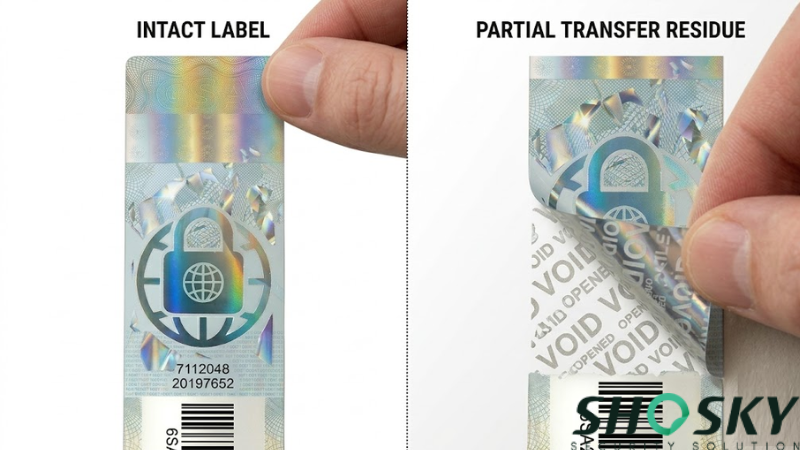 Partial transfer void labels with company authentication code