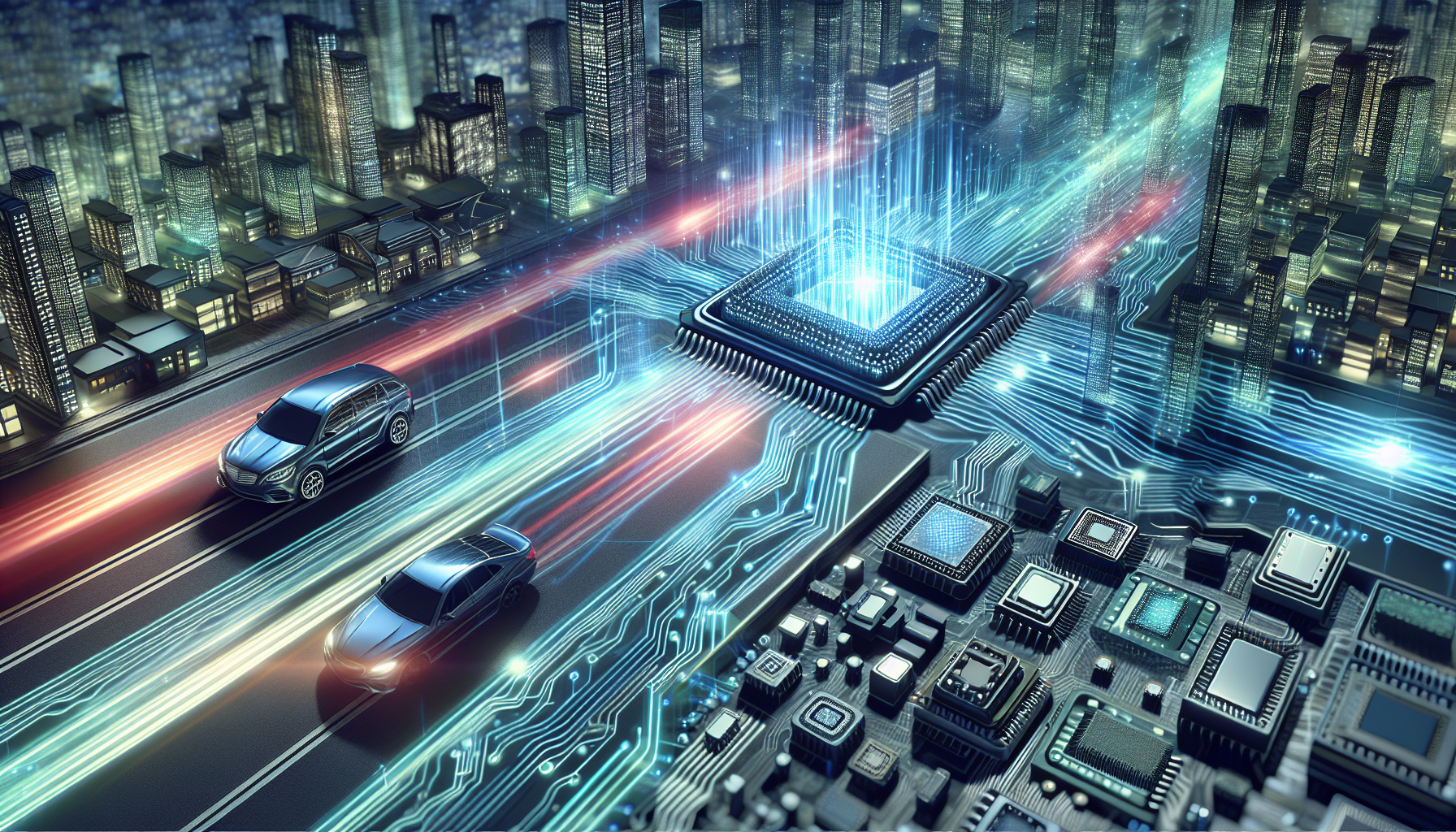 Illustration of microprocessors enabling advanced driver assistance systems