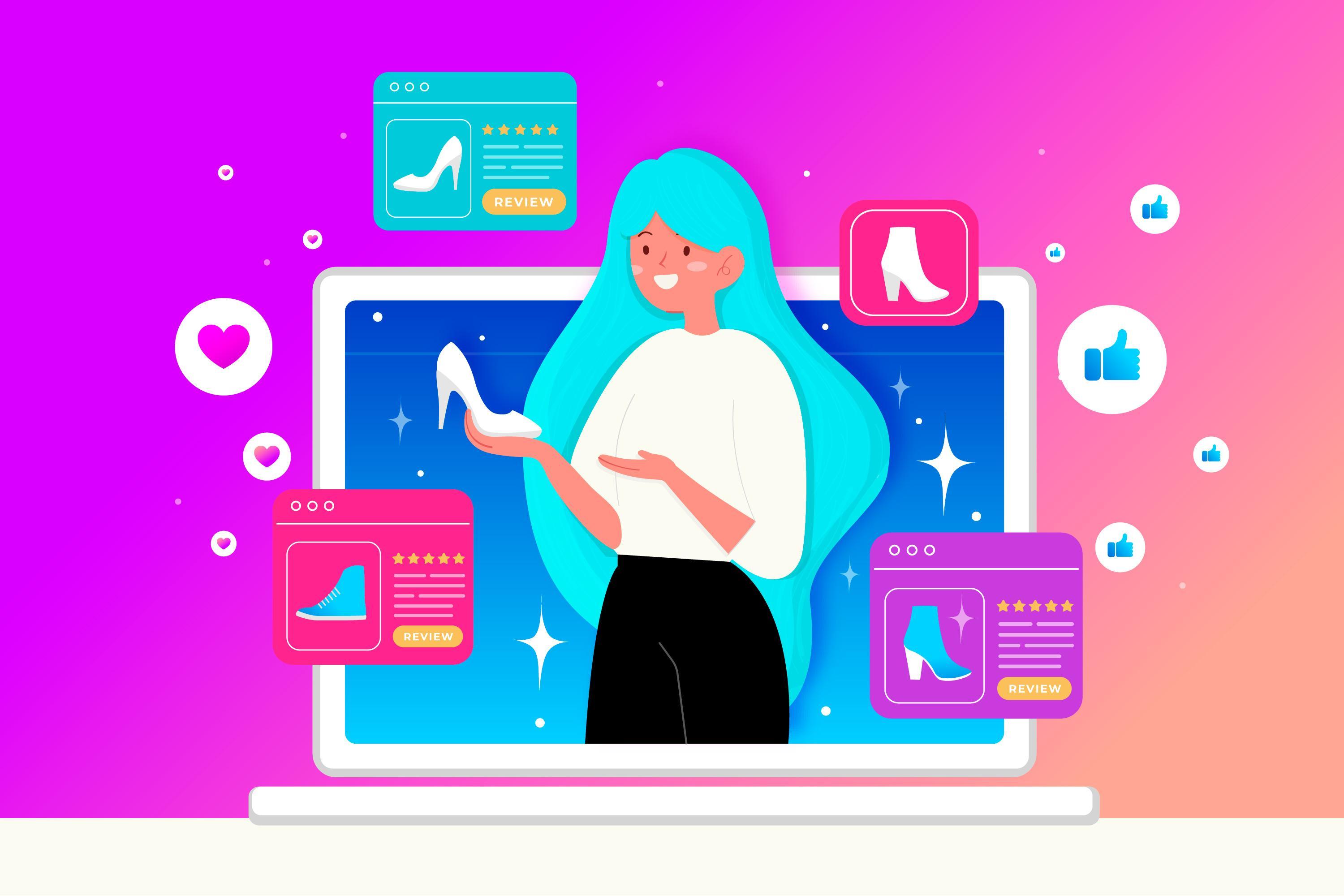Graphic of woman selecting different AI ads.