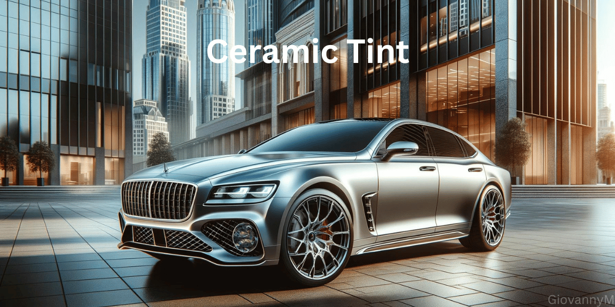 Ceramic window tint installed to cover vehicle windows.