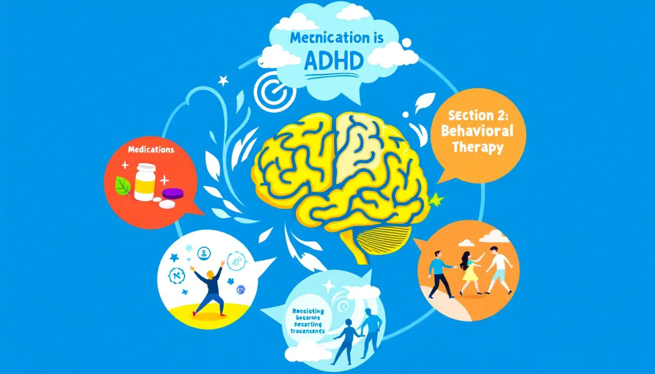 A diagram illustrating effective treatment strategies for ADHD and substance use disorders.