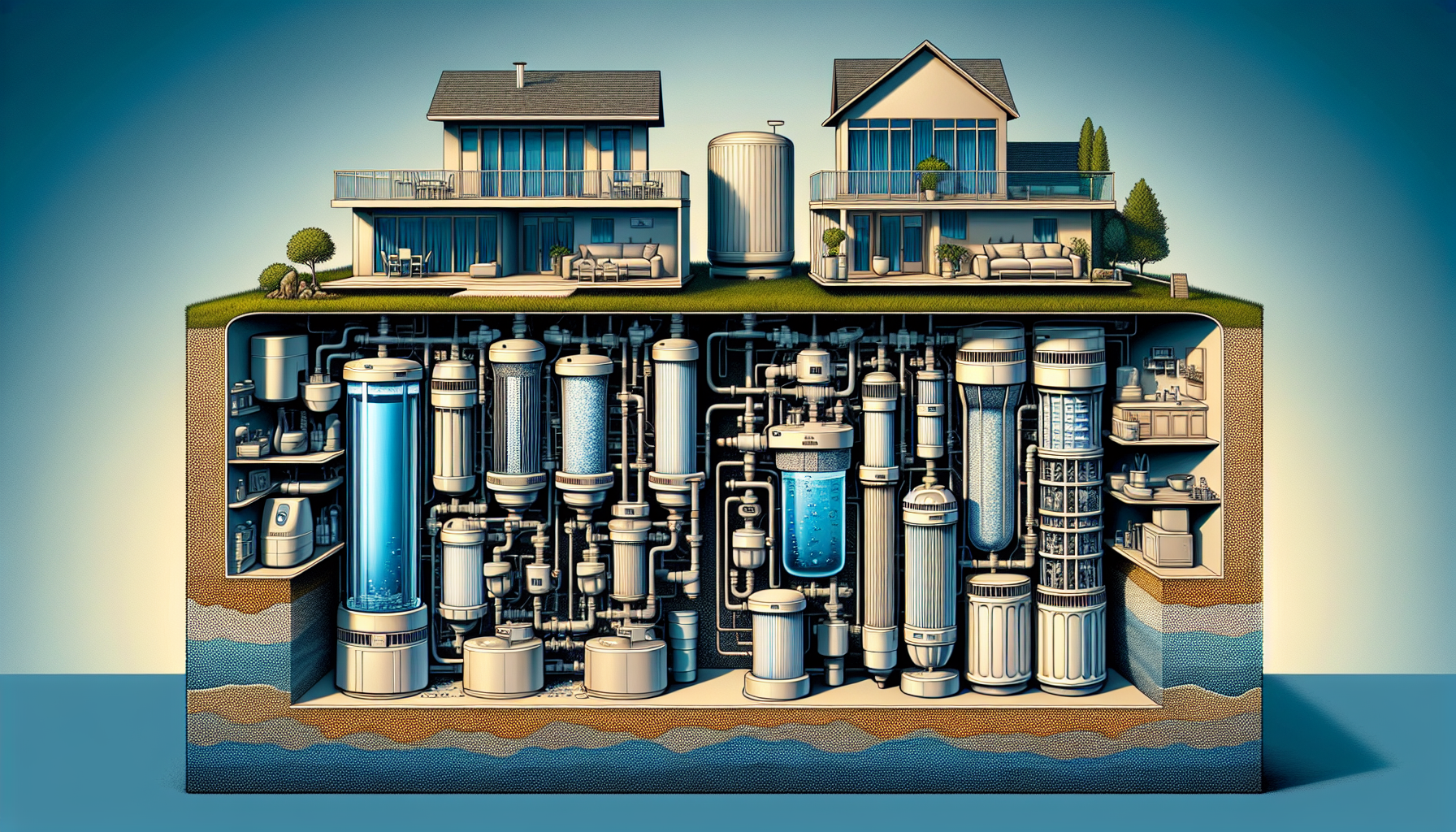 Illustration of whole house and single unit filtration solutions