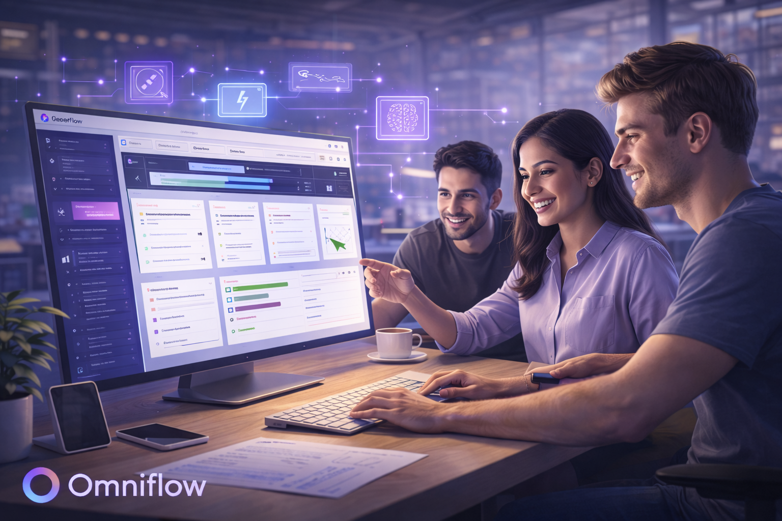 Image showing a dev team in the middle of market research and product development, which are all critical stages of development that Omniflow aims to optimize. 