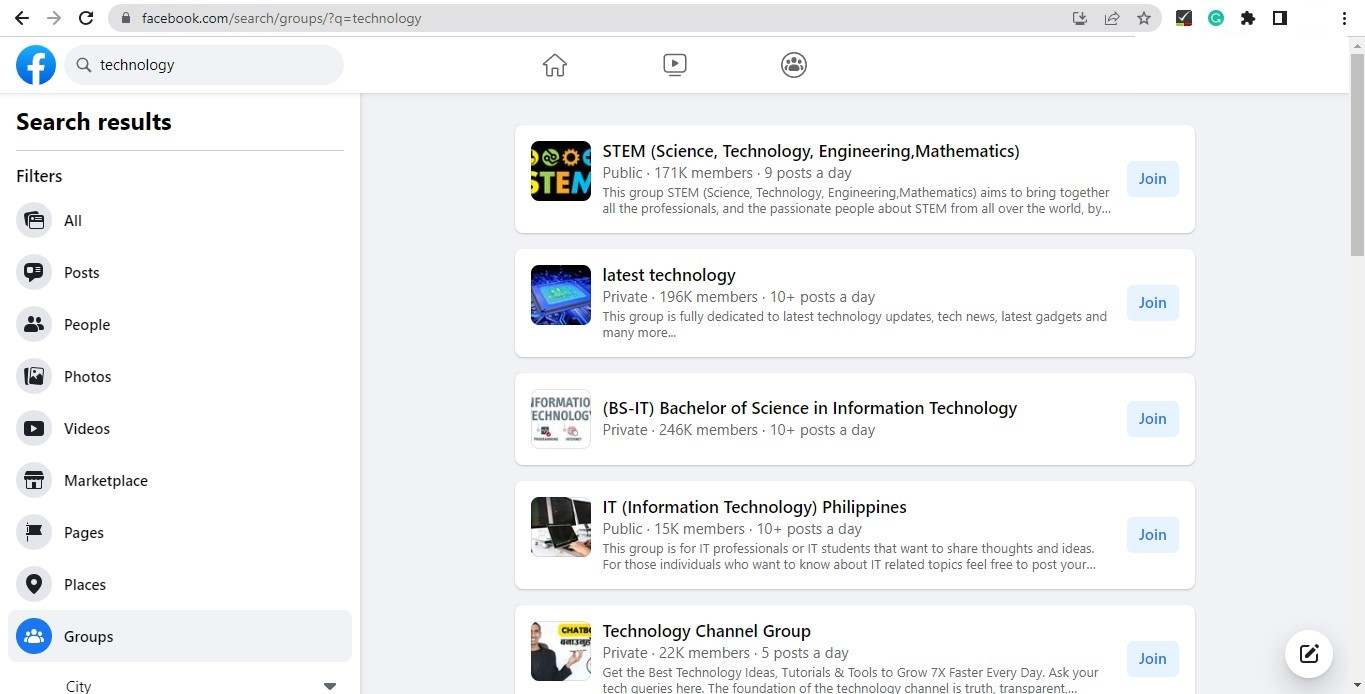 You can also conduct a Facebook search for your industry and use the group filter.