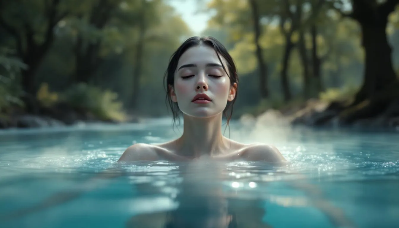 A person experiencing cold exposure in icy cold water, showcasing the physiological responses of the body.