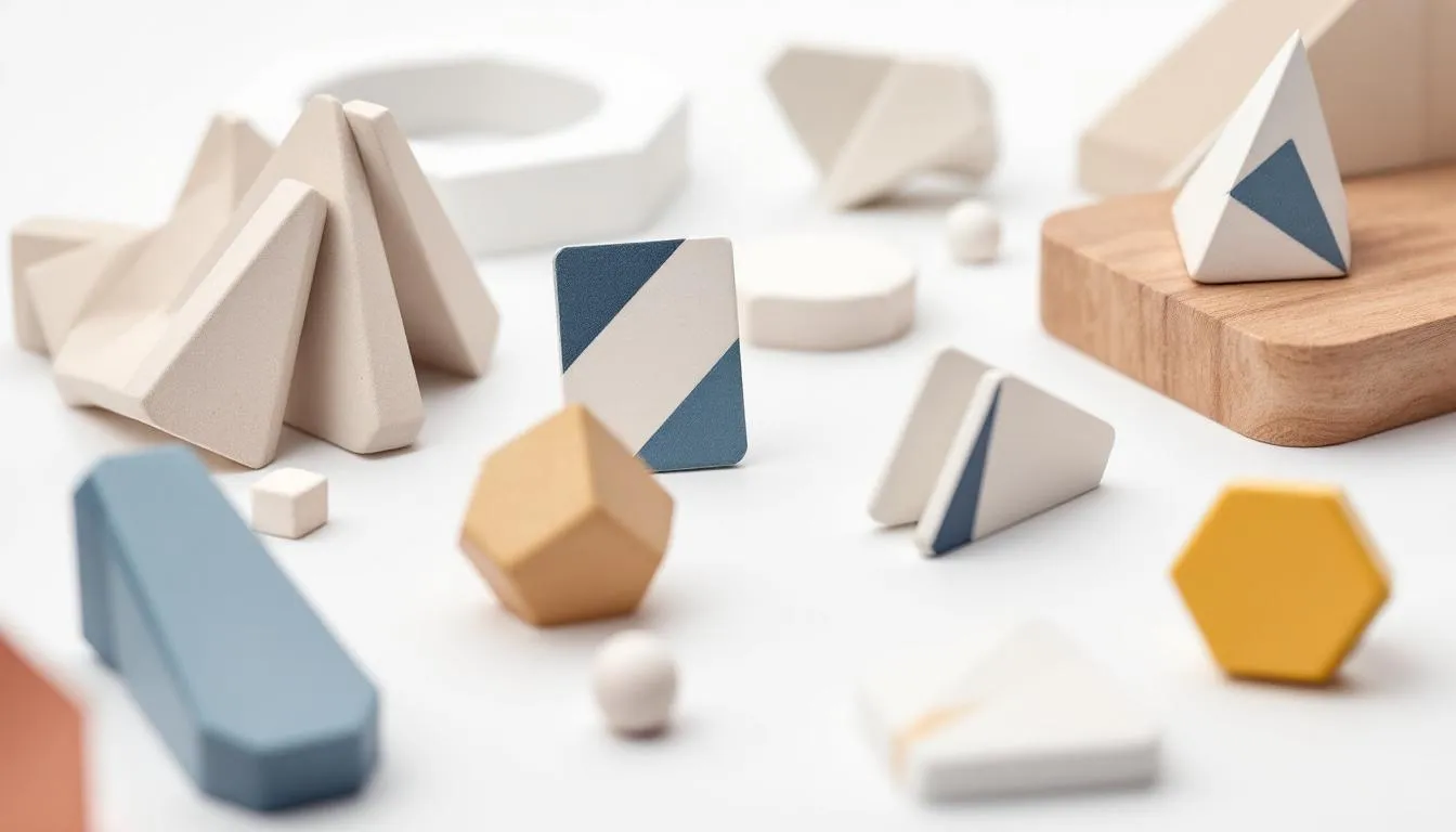 The image showcases a collection of modern jewelry featuring sculptural shapes and geometric designs, including rings, necklaces, and hoop earrings crafted from sterling silver and recycled metals. Each piece balances artistic expression with minimalist foundations, making them endlessly wearable and perfect for everyday fashion.