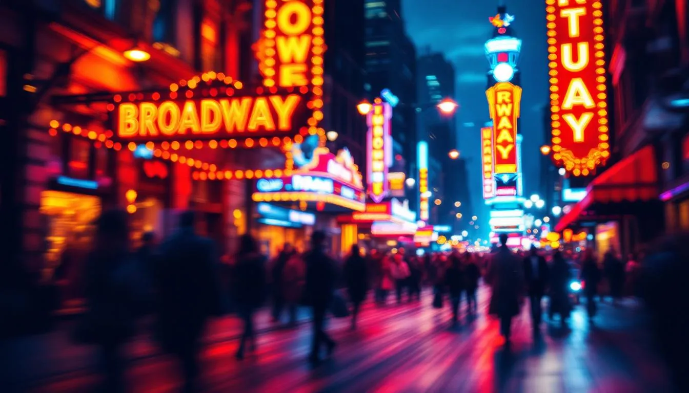 A tribute to Lower Broadway, featuring a blurred view of a lively street scene.