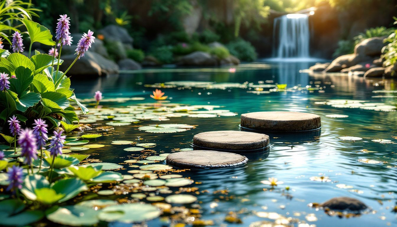 Enhancing pond aesthetics with aquatic plants and water features.