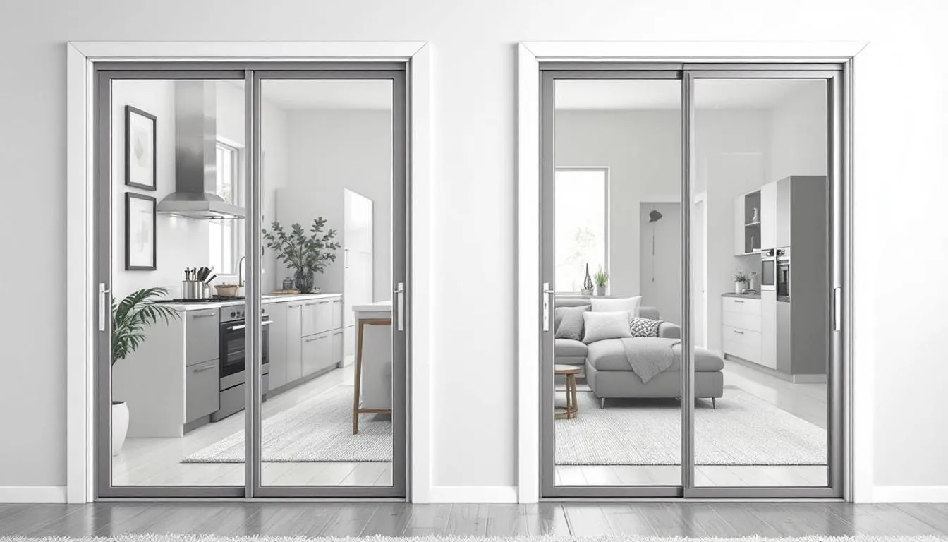 A visual comparison of sliding doors showcasing their sleek design and smooth operation.