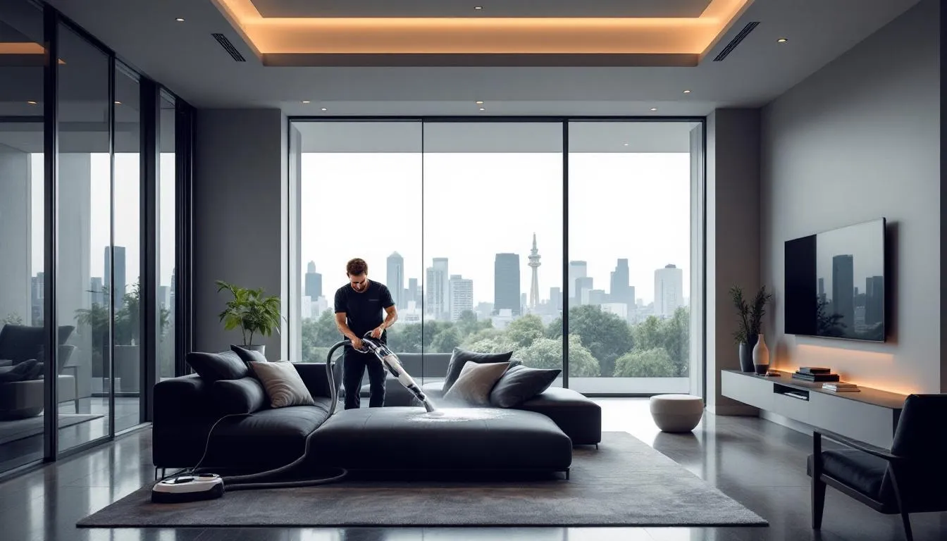 A professional sofa cleaning service in action, showcasing the importance of thorough cleaning.