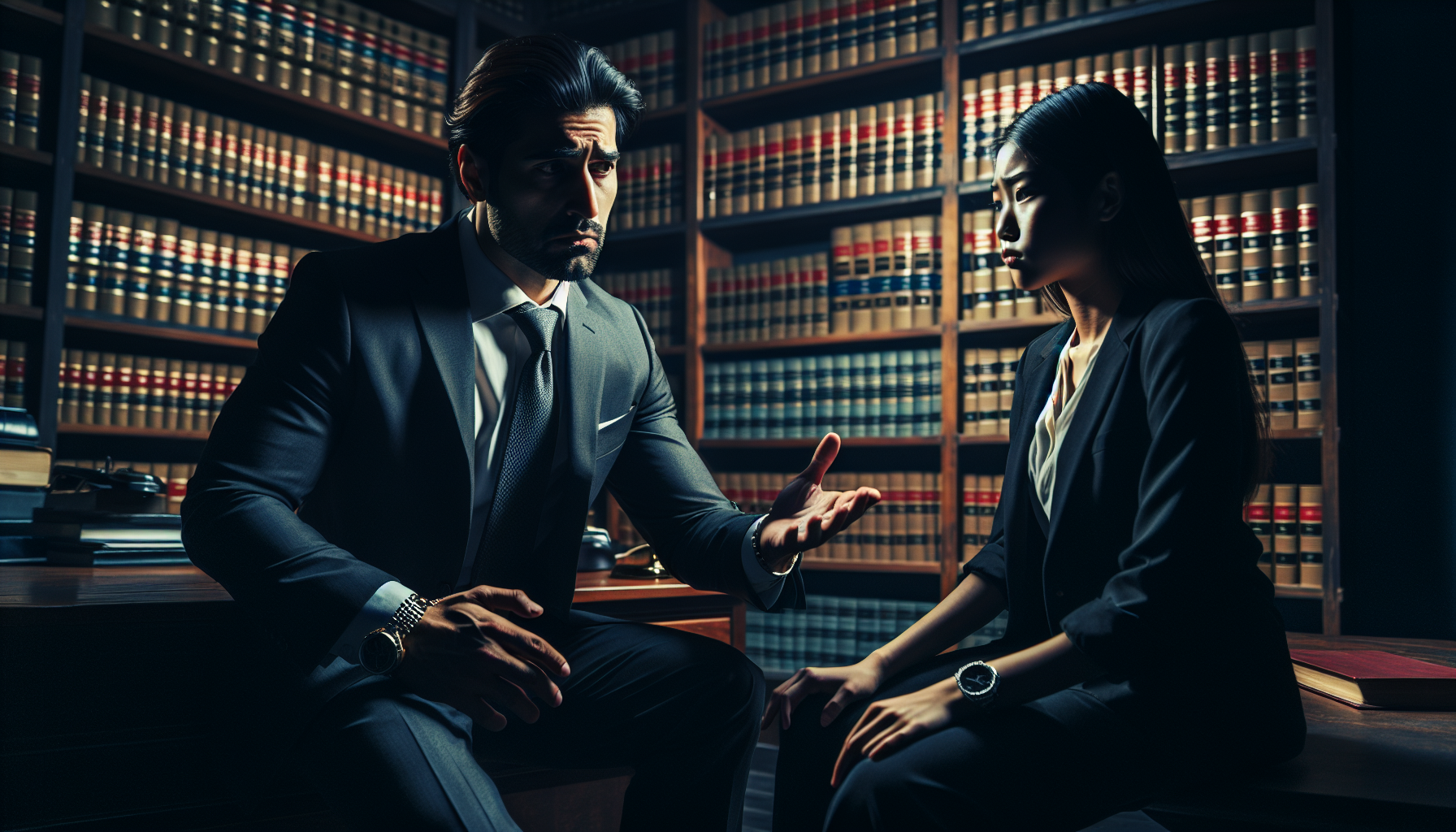 Criminal lawyer discussing assault charges with a client