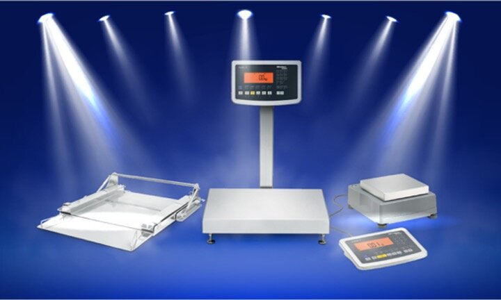 Industrial floor scales in manufacturing facility