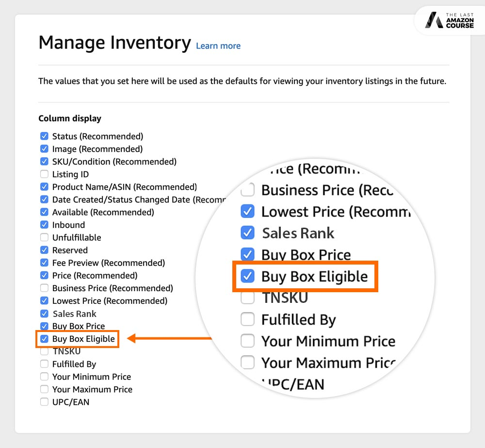 Management Inventory section view.