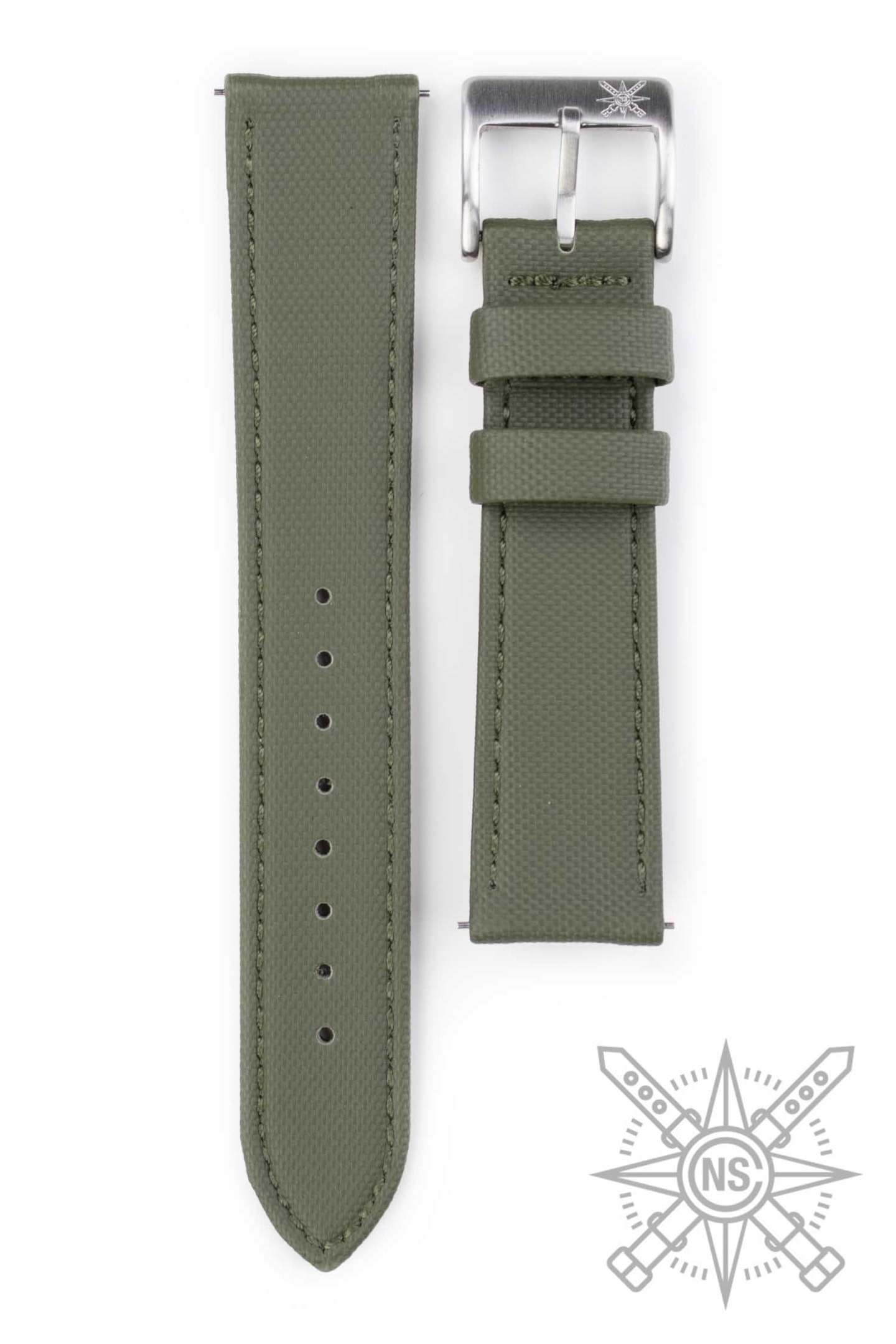 A close-up of a watch with a sailcloth strap, highlighting its versatility and comfort.