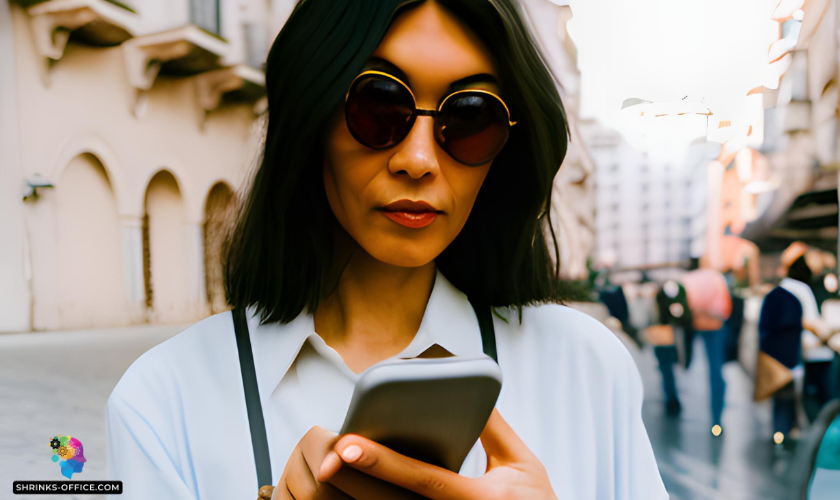 A woman using her phone