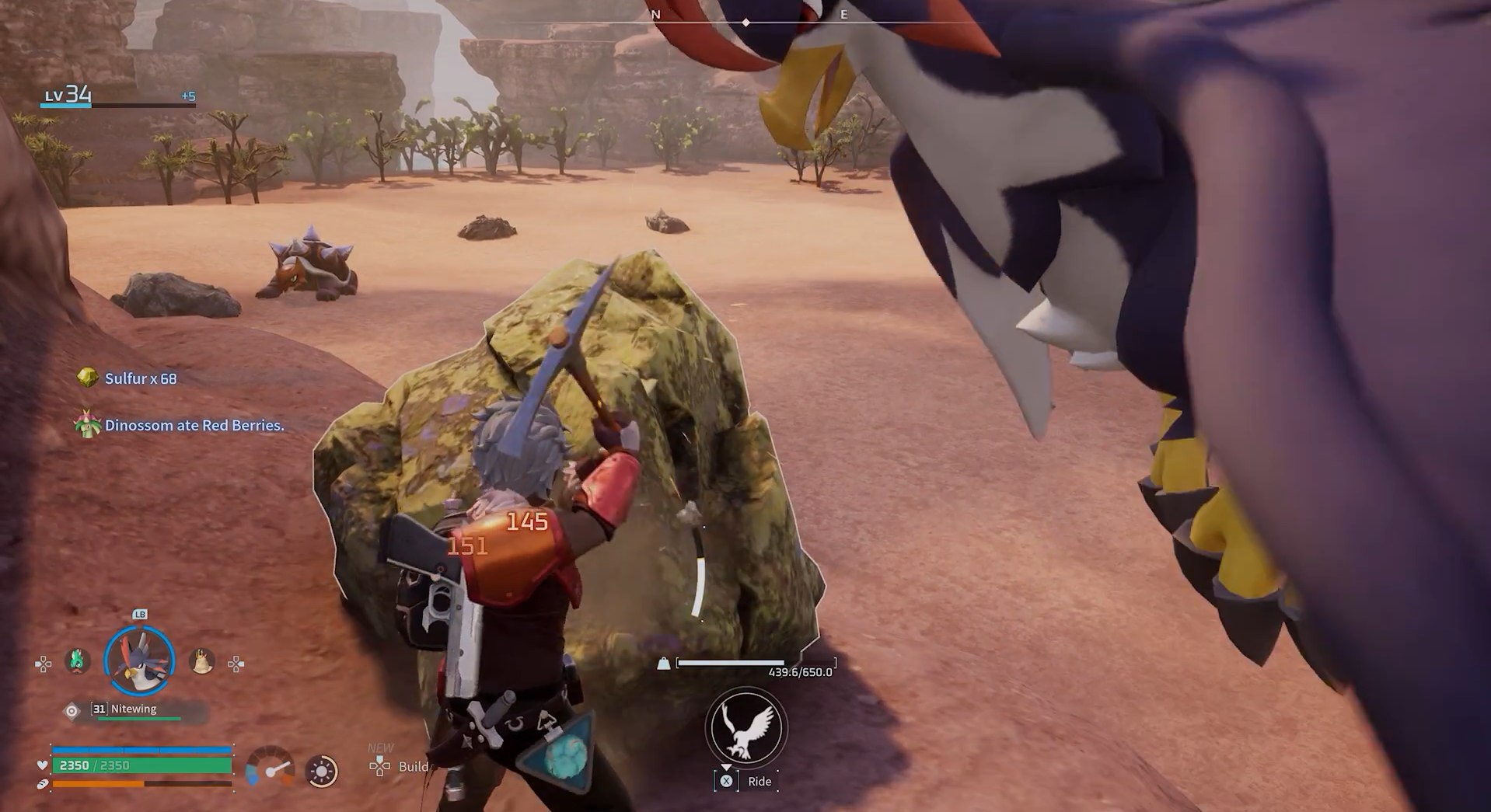 Player is getting sulfur in palworld