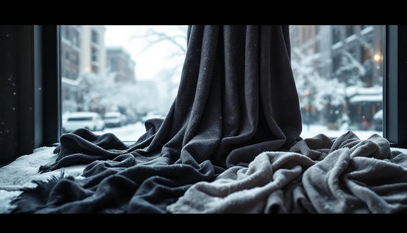 Luxurious wraps and shawls displayed as perfect cozy gifts for winter.