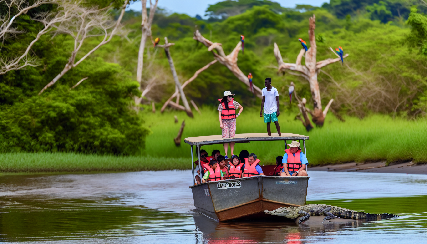 Boat tour on Tarcoles River with wildlife and natural habitat