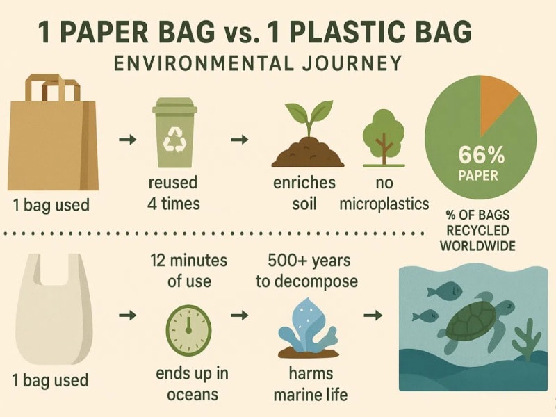 Environmental impact of recycled paper bag vs plastic bag 